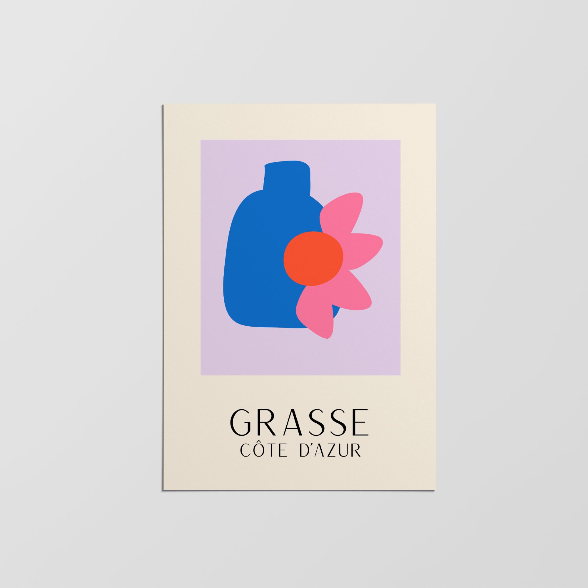 City Art, Grasse Print, Poster, France Cityscape, City Mid Century Modern, Travel Home Decor, Wall A