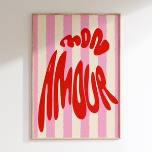 Mon Amour Wall Art Print, Bold My Love Print, Modern Typography Print, Home Decor, Quote Art Print, Typography Prints, Bright Prints, Love