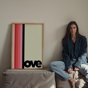 Impresión de amor: Arte mural tipográfico moderno, decoración femenina imagen 4