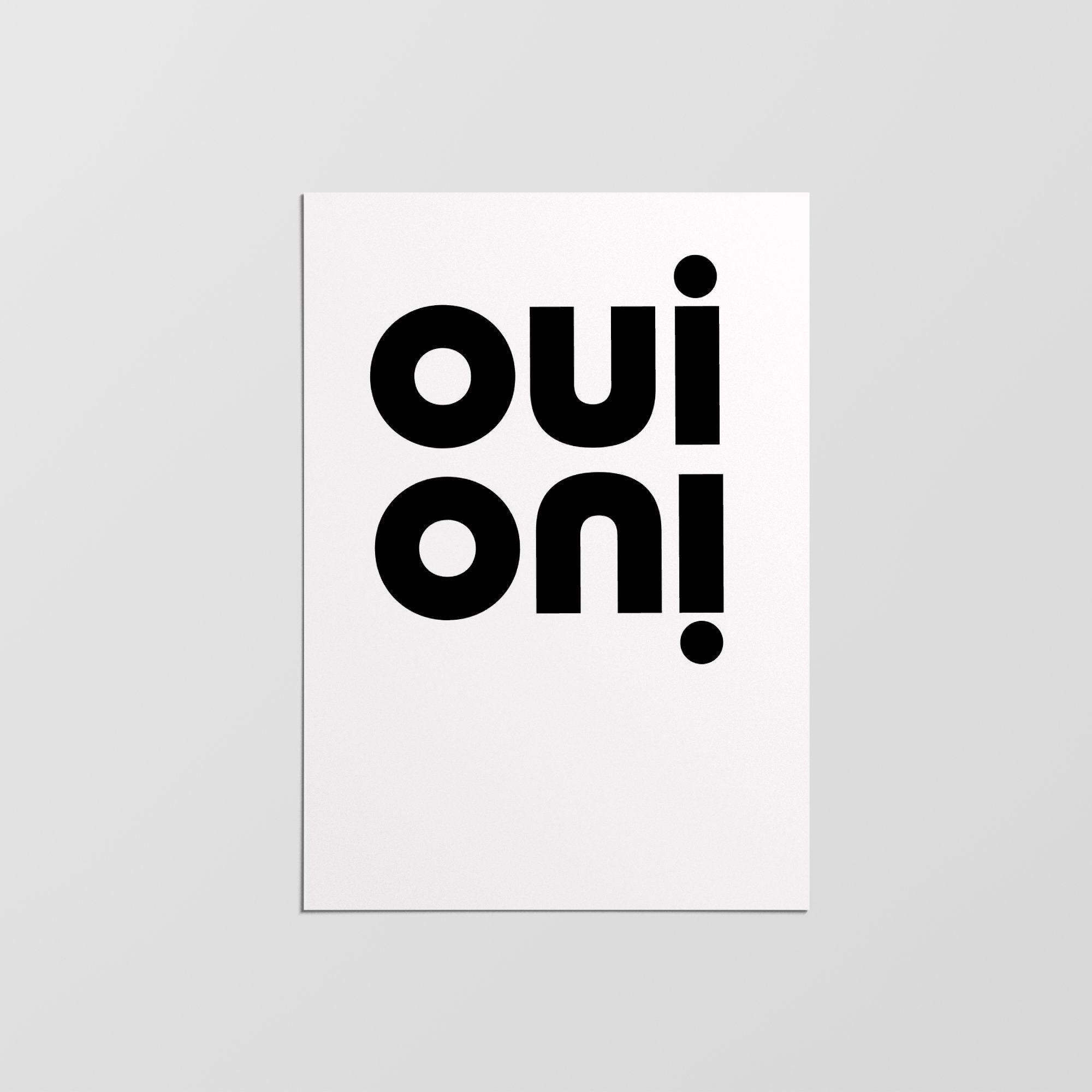Oui Oui Poster, Minimalist Print, Modern Design Home Decor, Wall Art, Typography Prints, Simple Word