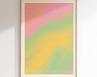 Skorpion Sternzeichen Print: Retro Aura Astrologie Wandkunst