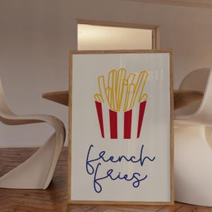 French Fries Colorful Kitchen and Dining Room Wall Art Prints Vibrant Home Decor Funny Food Quote Posters Bright Artwork for Kitchen Gallery