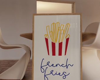 French Fries Colorful Kitchen and Dining Room Wall Art Prints Vibrant Home Decor Funny Food Quote Posters Bright Artwork for Kitchen Gallery