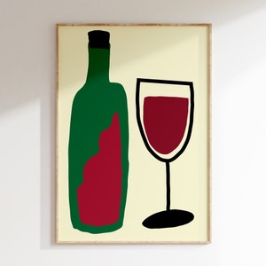 Pôster de vinho, impressão de cozinha de vinho, impressão minimalista, impressão moderna, decoração para casa, impressão de arte de parede, decoração de parede, decoração de cozinha, sala de jantar