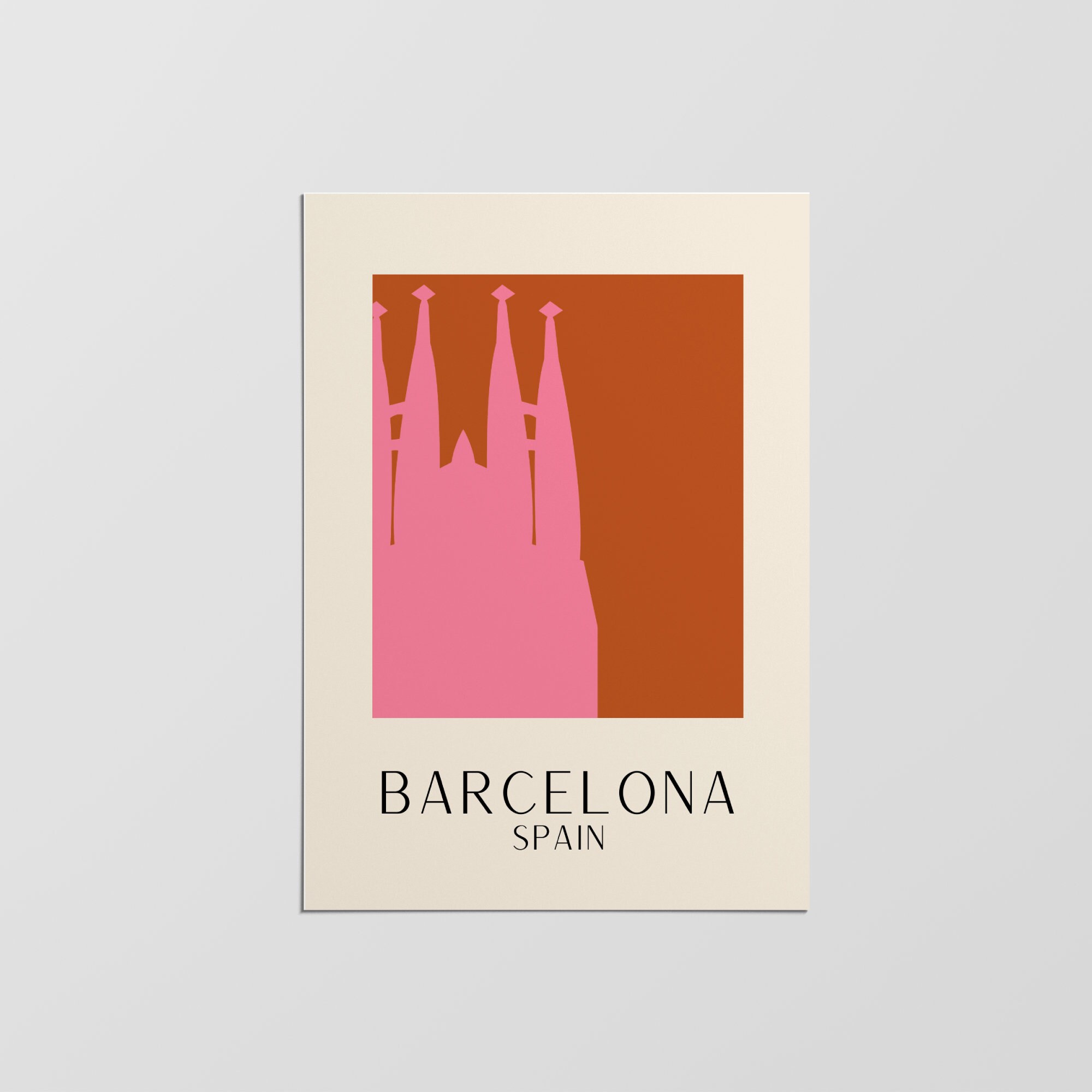 City Art, Barcelona Print, Spain Poster, New York Cityscape, City Mid Century Modern, Travel Home De