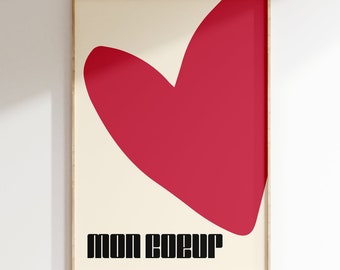 Music Inspired Print,Mon coeur, Music Print, French Song, Gig Print, Rock Pop Indie Poster