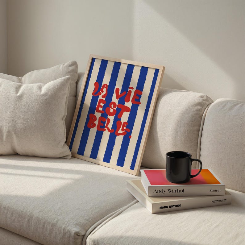 La Vie Est Belle Print: Bold Typography Art, Modern Home Decor image 8
