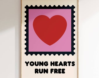 Inspired Music Print, Young Hearts Run Free, Lyrics Poster, Gig Print, Indie Rock Gift Poster Art, Concert Poster, The Sun, Bold Print
