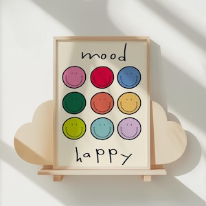 Happy Colorful Print for Kids Wall Art Nursery Poster Kids Room Art Decor Baby Shower Decor Gift for Kids Playroom Decor Quote Art