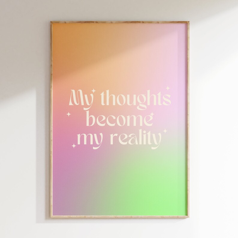 AFFIRMATION AURA Print, Aura Gradient, Pastel Aura Art Print, Spiritual Art, Affirmation Aura Poster, Pastel Ombre Posters, Retro Wall Art image 1