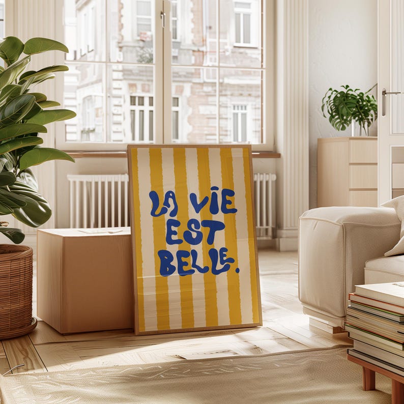 La Vie Est Belle Print: Bold Typography Art, Modern Home Decor image 6