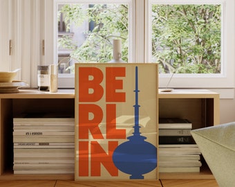 City Art, Berlin Print, Berlin Poster, Germany  Cityscape, City Poster, Mid Century Modern, Travel Poster, Home Decor, Wall Art