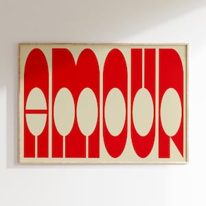 AMOUR Wall Art Print, Bold Print, Modern Typography Print, Home Decor, Quote Art Print, Typography Prints, Simple Typography, Bold
