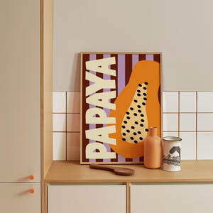Obst Poster, Papaya Print, Papaya, Minimalistischer Druck, Modernes Design Druck, Home Decor, Wand Kunst Druck, Wand dekoration, Küchen Deko