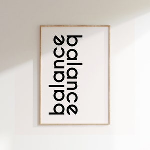 Typograpy Poster, Balance, Minimalist Print, Modern Design Print, Home Decor, Wall Art, Wall Decor, Typography Prints, Simple Art, Word