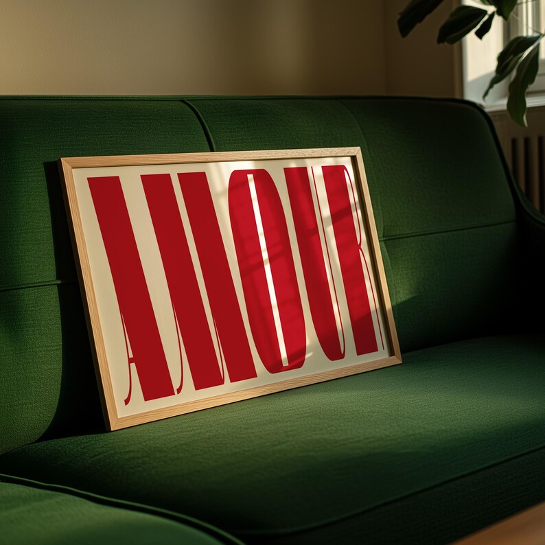 Amour Love Typography Print: Modern Bold Wall Art image 2