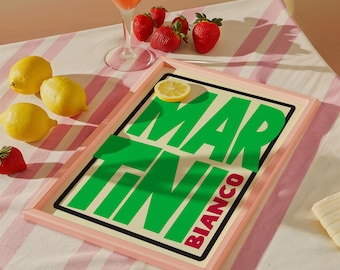 Martini Bianco Cocktail Print: Colorful Bar Wall Art