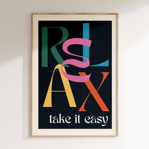 Inspired Music Print, Song Lyrics Print, Music Gift, Relax, take it easy, Unframed Indie Rock Pop Music, Gig  Poster, Typography, Wall Deco