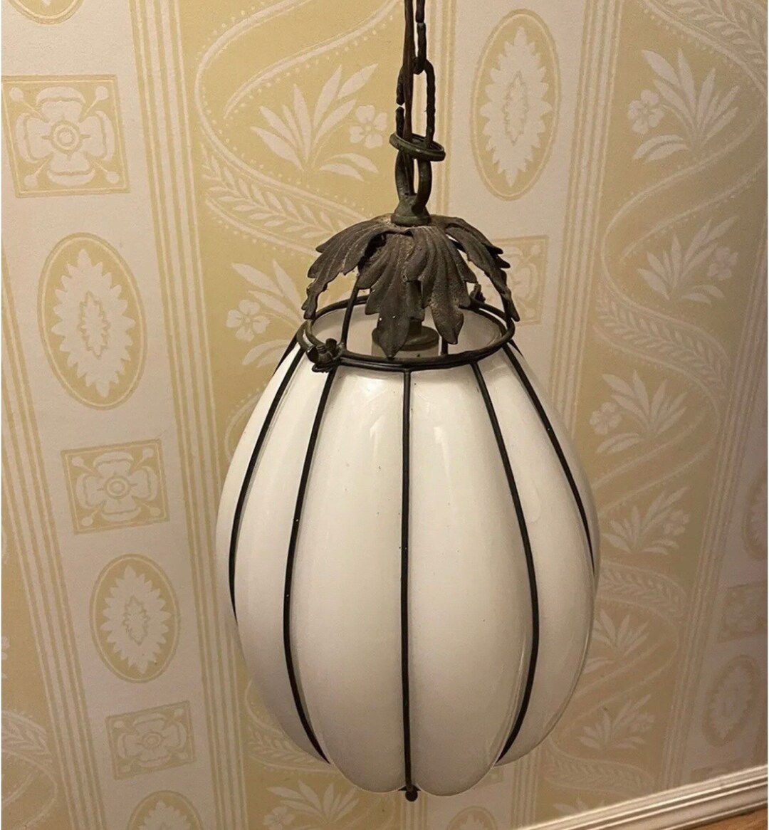 Industrial milk glass pendant lights best sale