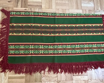 Vintage Pendleton Beaver State Southwest Green & Red Fringe Manta de lana 61 "x 66"