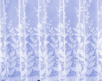 Julia Leafy Base Striking Lace Net Curtaining White - Sold in set sizes - Free Postage