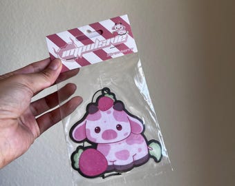 Strawberry Cow Air Freshener // JDM Decor, Car Accessories, Pink Gift, Pet Air Freshener