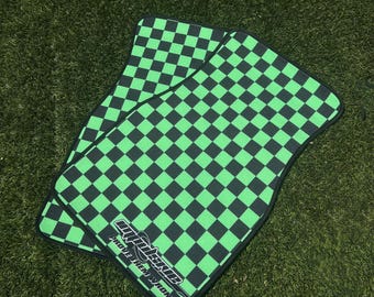 Checkered Floor Mats - GREEN // JDM Kawaii Decor, Car Accessory Gift, Cute Car Mat, Anime Inspired