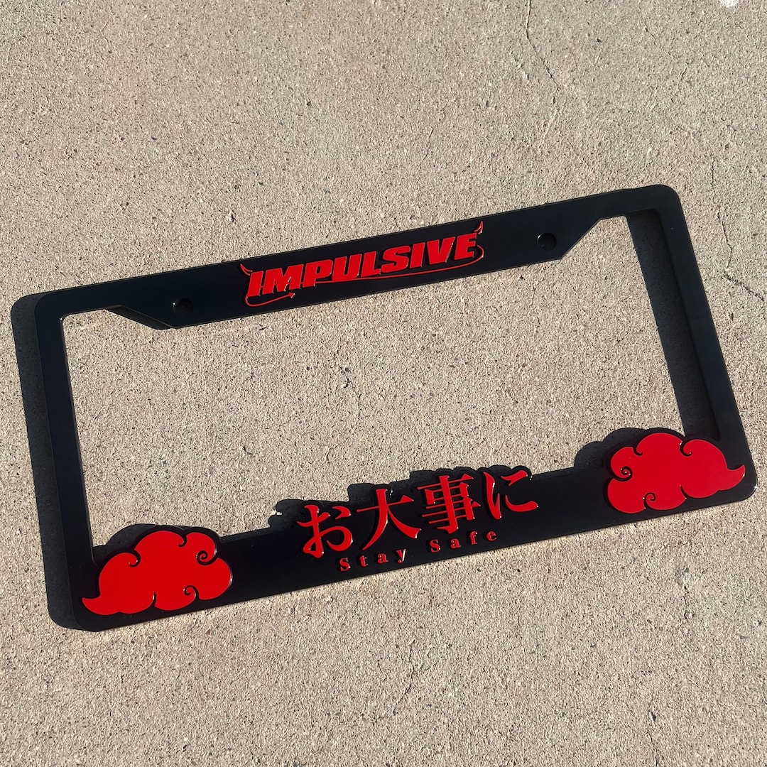 RED Stay Safe License Plate Frames // JDM Plate Frame, Anime Car