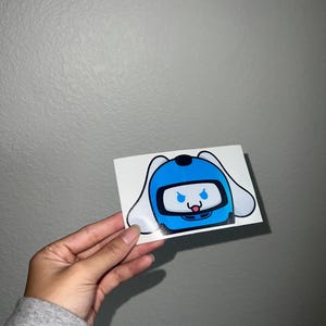 Racer Blue Bunny Peeker // JDM Decor, Car Accessories, Sanrio Gift, Anime Vinyl Sticker Waterproof