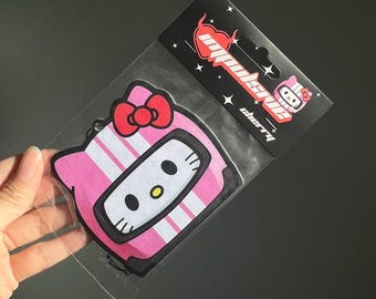 White Racer Kitty Air Freshener // JDM Decor, Car Accessories, Sanrio Gift, Anime Air Freshener