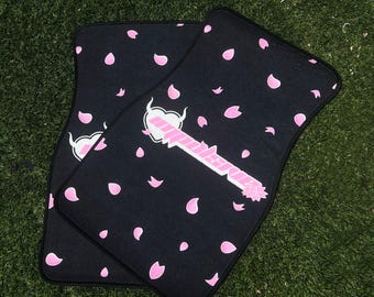 Sakura Floor Mats - BLACK  // JDM Kawaii Decor, Car Accessory Gift, Cute Car Mat, Anime Inspired