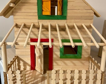 Two-storey wooden house toys or collectibles models