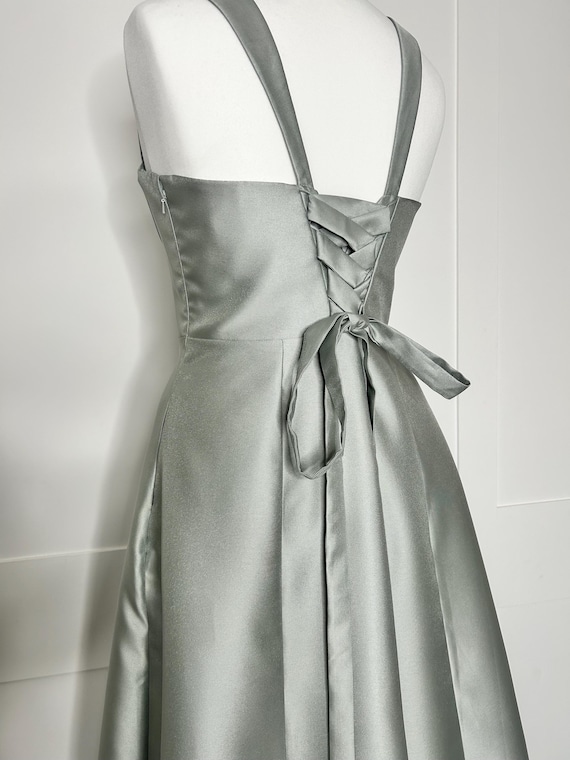 Vintage Prom Dress, Retro Graduation, Y2K Green/silver, Evening, Formal, Party, Ball, Cruise, Black Tie, Special Occasion With Pockets UK 16