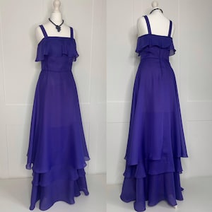 Suknia na bal maturalny w stylu vintage, sukienka na zakończenie szkoły w stylu retro, fioletowy szyfon z lat 70., sukienka wieczorowa, formalna, na imprezę, bal, rejs, na smoking, na specjalne okazje.