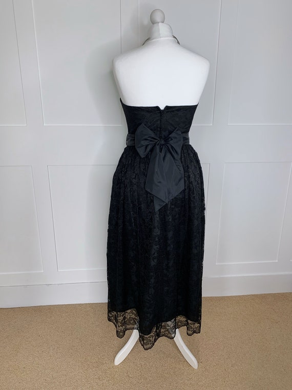 Vintage, retro 1980's, strapless, black lace prom… - image 3