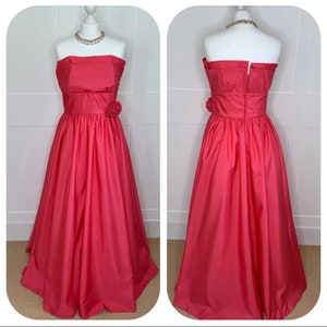 Vintage Prom Dress, retro graduation, 1980s strapless pink prom, evening, ball, party, formal, special occasion, black tie, cruise dress.