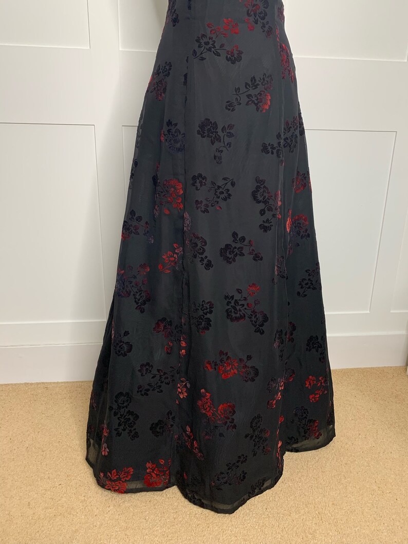 Vintage Prom Dress, Retro 1990s Black and Red, Tie Back Evening, Formal ...