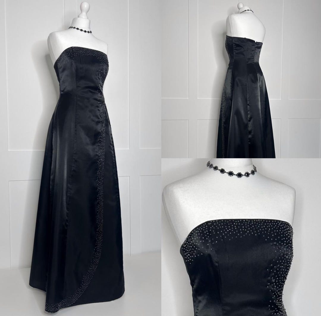 Retro Prom Vintage Prom Dress, Retro Graduation, 1990s Strapless Black, Evening ...