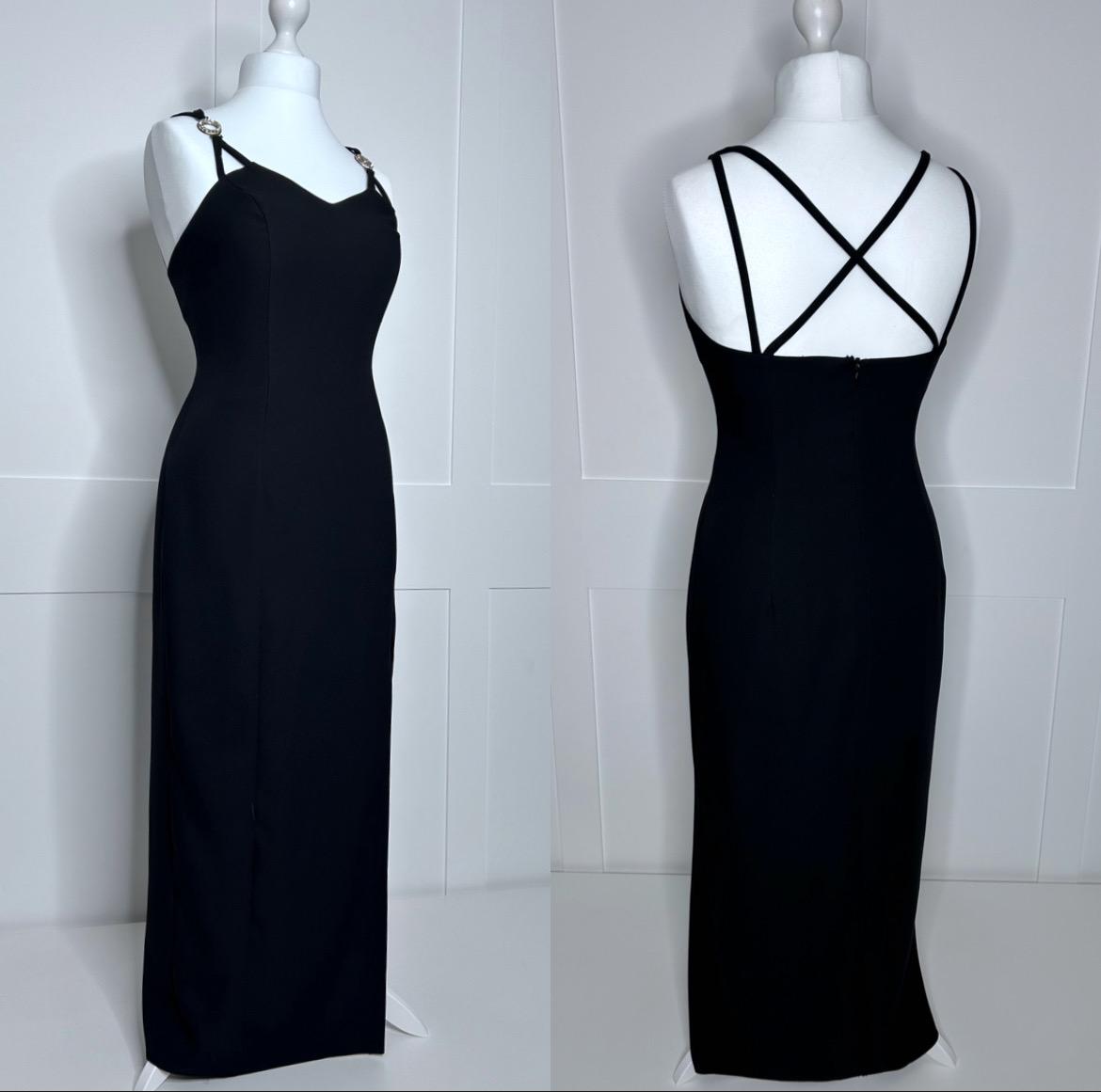 Vintage prom dress, retro graduation, 1990s black column dress, evening, formal, party, ball, cruise, black tie, special occasion dress.