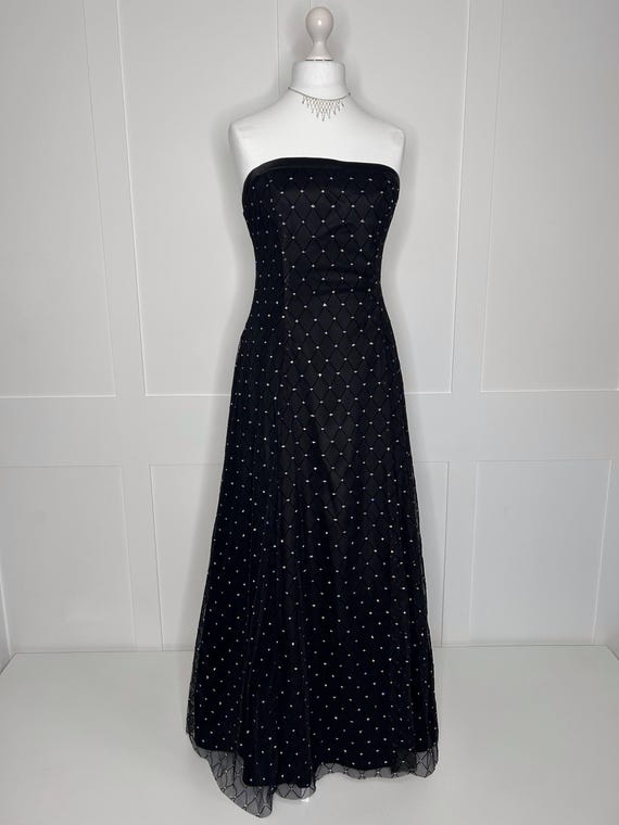 Vintage prom dress, retro graduation, 1990s black str… Gem — free download