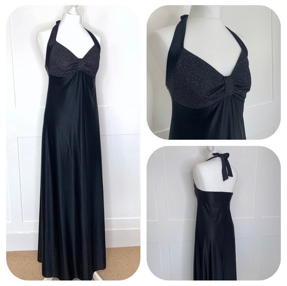 Vintage Prom Dress Original Pippa Dee 1970 s Halter Neck Black and Silver Evening Party Formal Special Occasion Ball Cruise Dress. Etsy UK