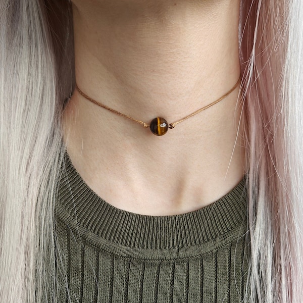 Tigerauge Choker - Schmuckstein Halskette