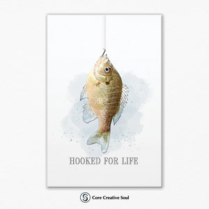 Hooked For Life, Bluegill Fish, Wall Décor, Canvas Wrap Print