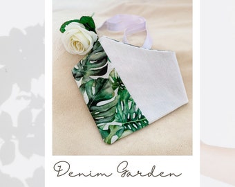 Denim garden dog bandana | dog apparel