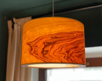 Lampshade for floor lamps or pendant lights made of olive wood