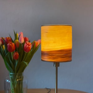 Piantana lampada da tavolo con paralume in vero legno di noce