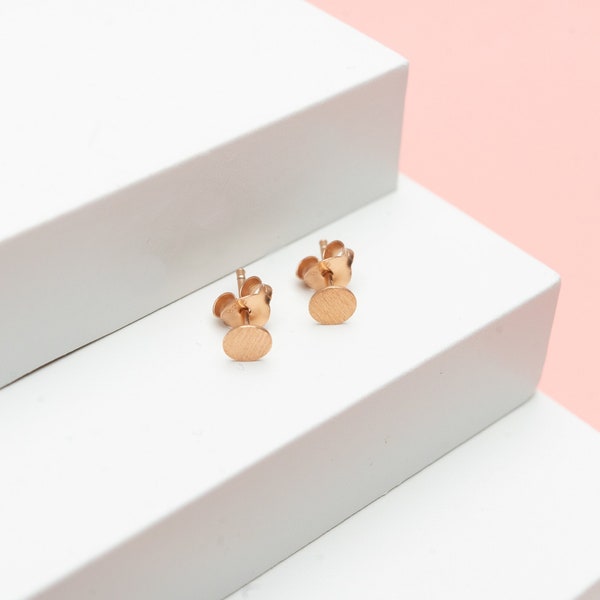 INI round rosegold studs made of 925 sterling silver Ø5mm small ball earrings, earrings women several ear holes, circle studs