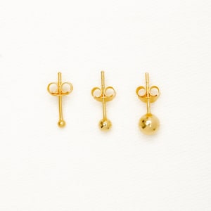 Basic Kugel Studs aus 925er Sterling Silber mit Echtgoldlegierung Ø2mm, 3mm, 6mm, Kleine Kugel Ohrstecker, Ohrringe Damen mehrere Ohrlöcher