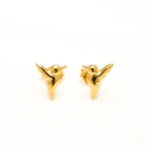 Cantare Bird Studs, Vogel Ohrsetcker aus 925er Sterling Silber mit 14K-Echtgoldlegierung, Damen Echtsilber Ohrringe, filigrane Vögelchen