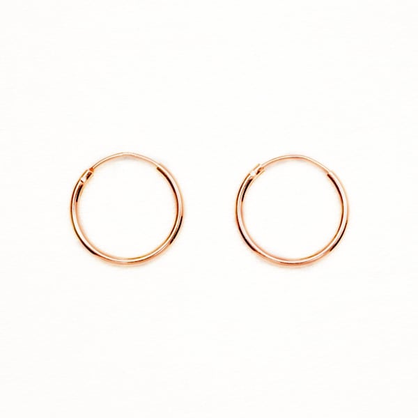 Rose gold basic hoops Ø12mm minimalist hoop earrings, creoles, earrings rose gold, light and small filigree earrings for every day a pair